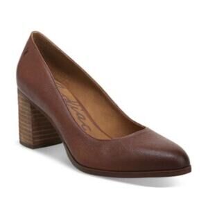 Zodiac Gloria Block Heel Pumps Brown Leather Womens 7.5 New Slip On